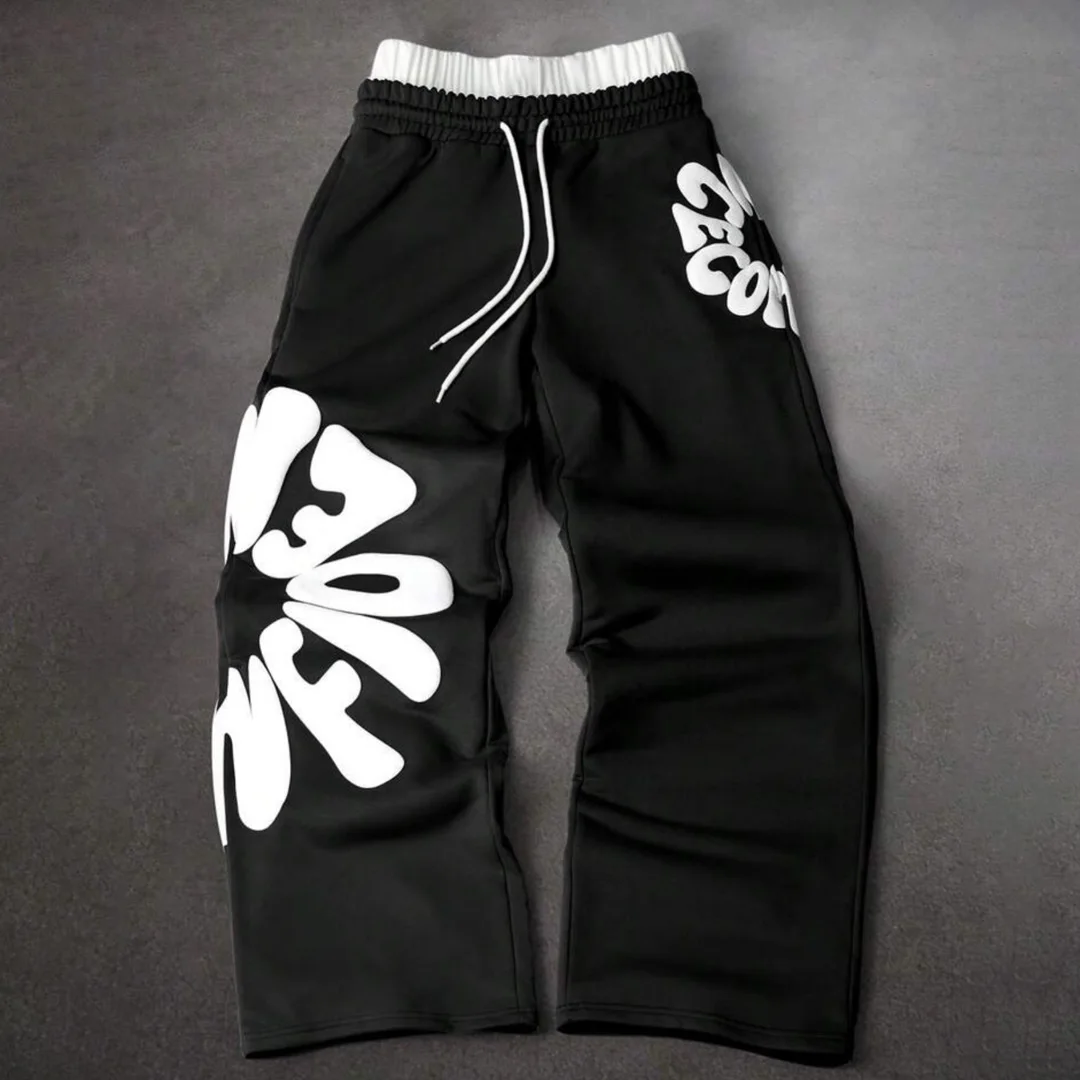 Nowe dostosowane męskie spodnie jogger w stylu ulicznym, średnia wysokość talii, elastyczna talię, 100% bawełna, sportowe, aktywne, wodoodporne, oddychające, cyfrowy nadruk