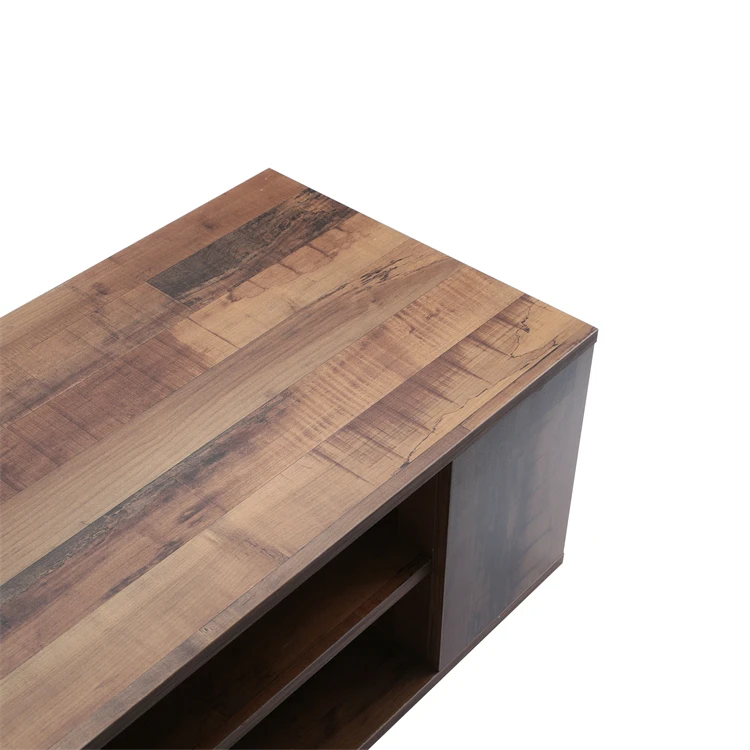 Center Table Tv Units for Wholesale New Design Cement Color LED TV Stand Media Console Cabinet with Bookshelf Media