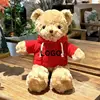 red sweatshirt with brown bear-rose velvet