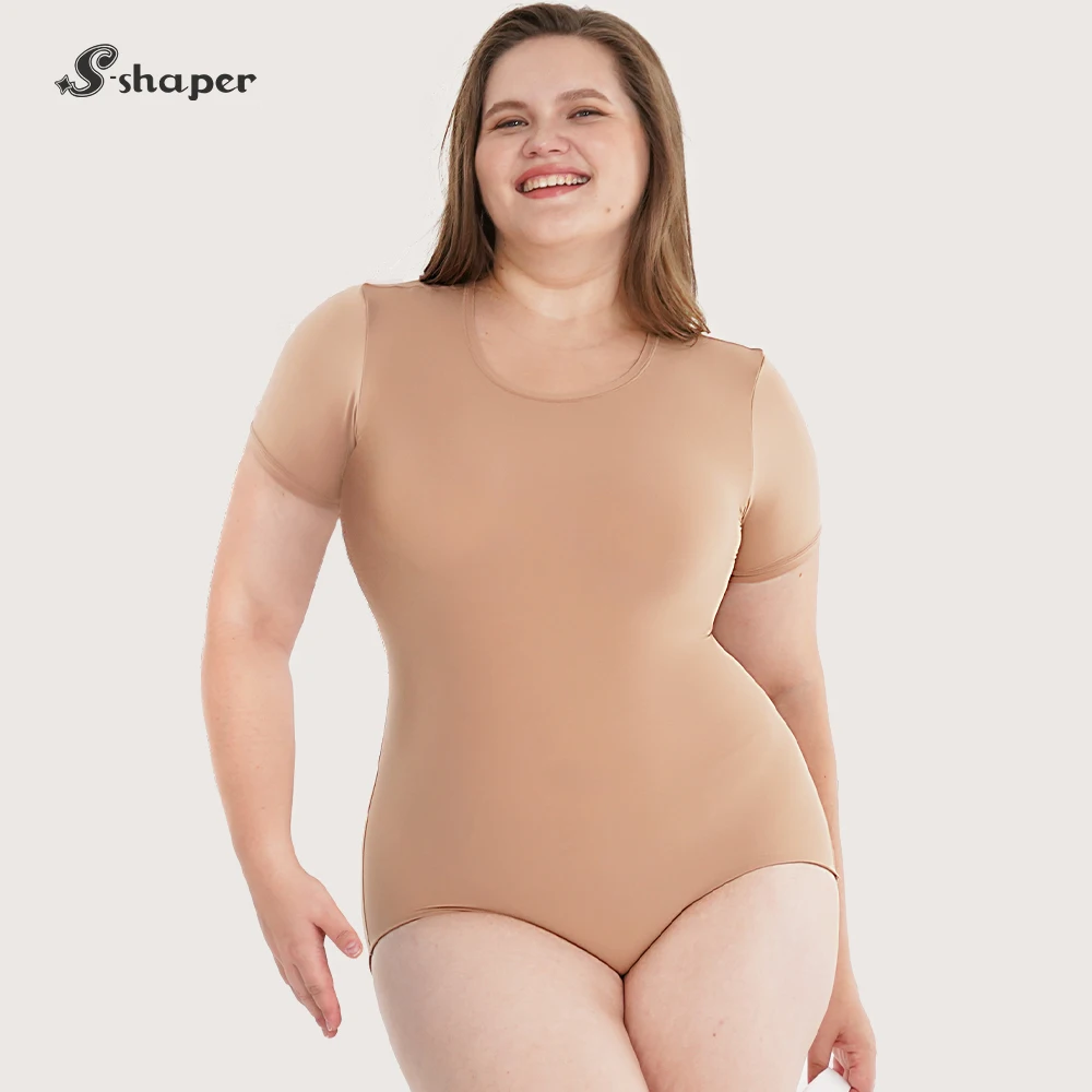 SSHAPER Bodysuit à Haute Compression pour Femme, Renforce les Hanches, Sans Couture, Manches Courtes, Tissu Respirant, Corset Minceur, Gaine