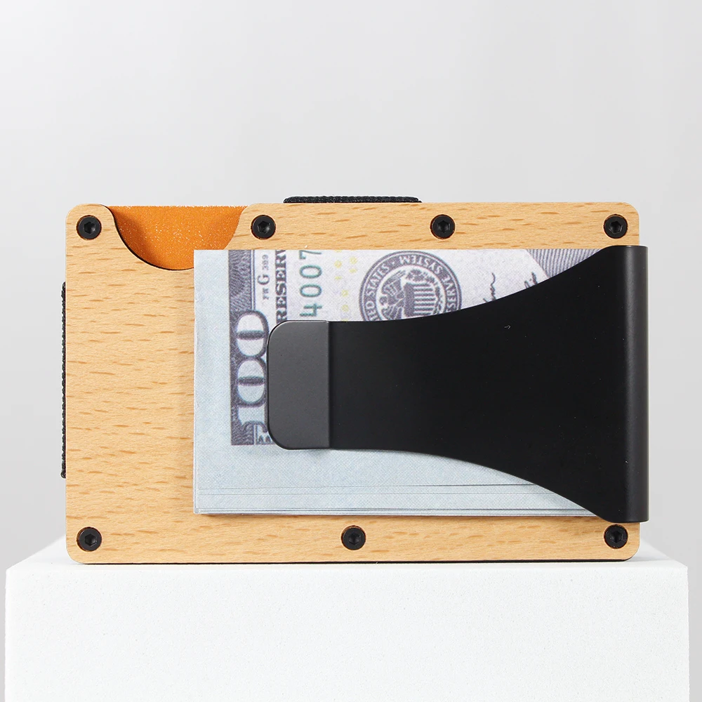 Minimalist Wooden Wallet For Men Slim Rfid Blocking Scratch Resistant