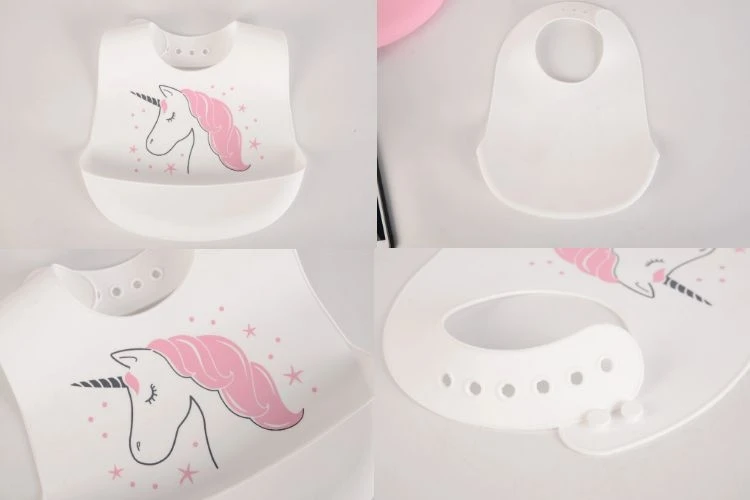 Hot Sale Hudson Baby Printed Waterproof Silicone Baby Bib with Catcher