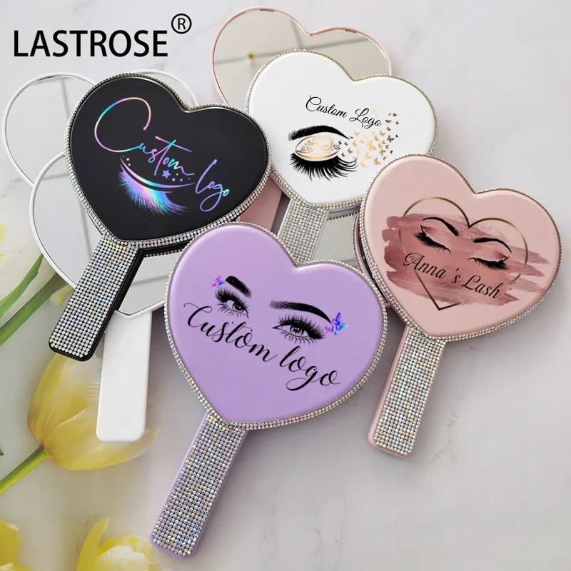 Custom Handheld Mirror Square Heart Shape Mirror Wholesale Eyelash