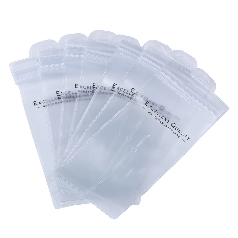 Juelong Custom Logo Transparent Watch Strap Bag PVC Watch Strap Packing for 2 Piece Style Watch Strap Packaging