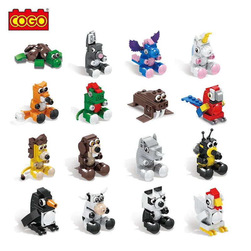 COGO Collection 16 Models Animal Build Block Sets Educational Toys DIY Building Bricks Blocks for Kids