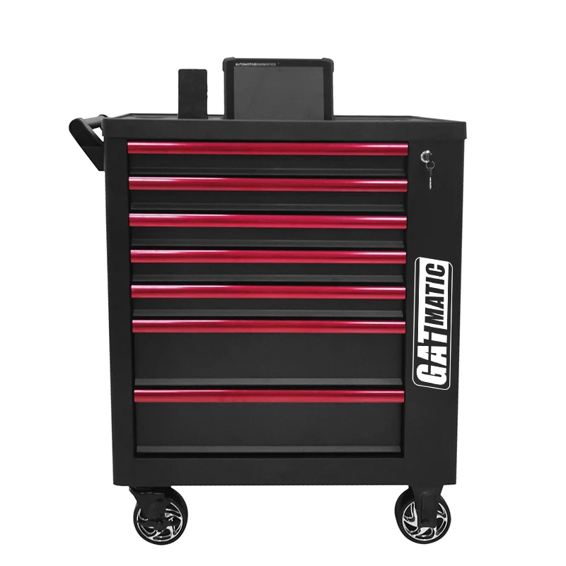 GATmatic Auto Lockable Stainless Steel Metal Rolling Tool Cabinet CE Certified 4-Wheel Workshop Trolley Customizable OEM Tool