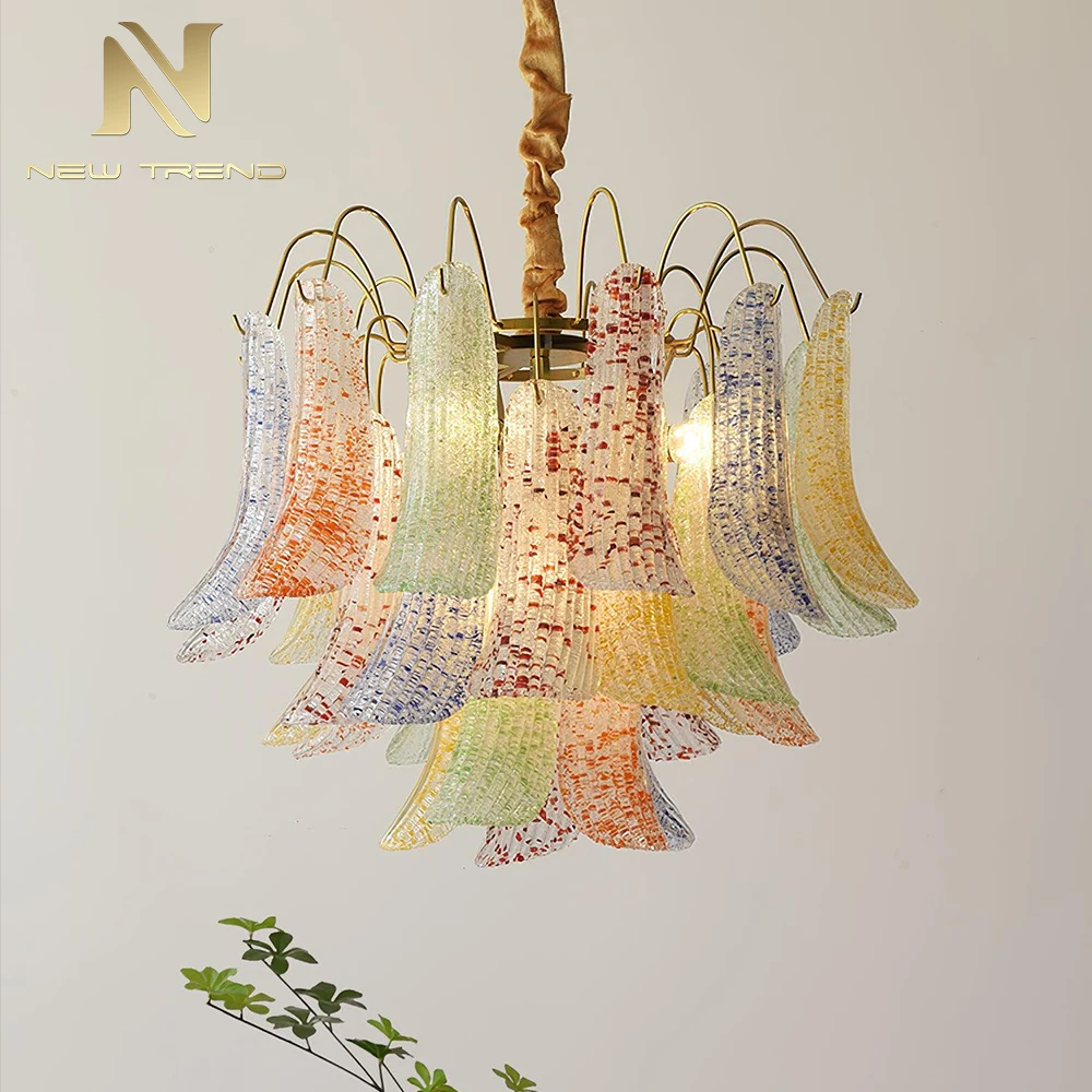 CPL-453 Custom French Vintage Murano Glass Chandelier – Colorful Art Pendant Light for Villa Loft & Living Room