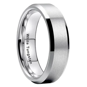 Coolstyle Jewelry Wholesale 6mm White Tungsten Ring Men Women Engagement Wedding Band Fashion Jewelry Matte Finish Comfort Fit