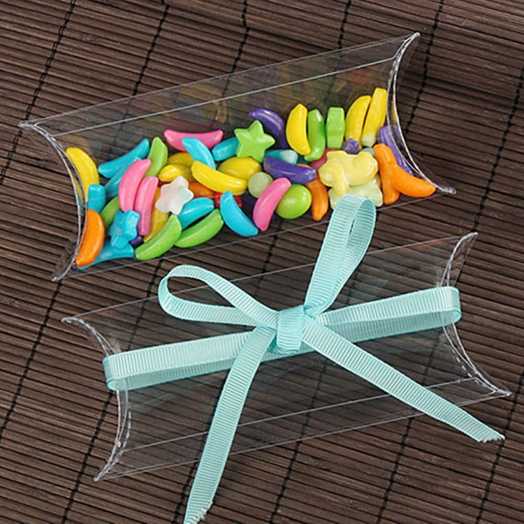 50pcs oreiller forme clair PVC Candy Box emballage cadeau boîte