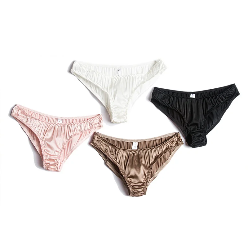 Custom Logo High Quality Shiny Underwear Women Pure 100% Silk satin Panties for ladies