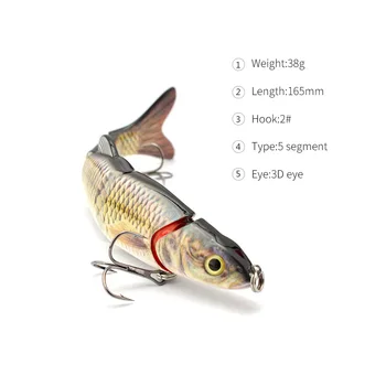 Cheery Five Section Bionic Artificial Hard Bait for Carp ODS LURE D5J01 ABS Material Freshwater Casting Lure with Hooks – Hard Lure – view 2