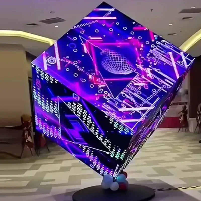 Açık Hava Su Geçirmez Özel Şekilli Ekran Mağaza Tabelaları Küp Reklam Ekranı LED Rubik's Led Küp Ekran Mağaza İç Mekan