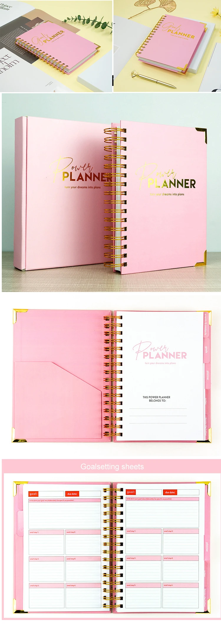 Leter Wholesale Power Planner 5 Color Ready To Ship A5 Size 272 Pages