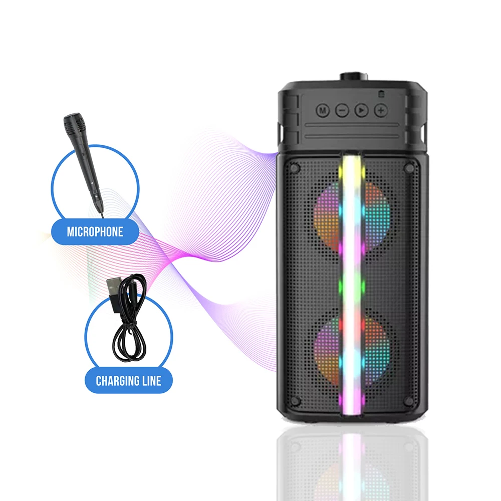 Fede Microphone de karaoké Bluetooth sans fil avec lumière LED  multicolore