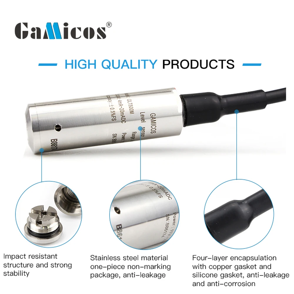 GLT500 Submersible Pump Deep Sensor Water Well Level Sensor for Tanks