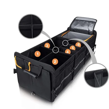 2025 New Custom Large Capacity Portable Car Trunk Organizer with Cooler Bag High Quality Multifunction Foldable Storage Box Mesh