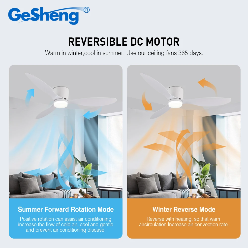Modern Vintage 52 Inch 3 Abs Blades Dc Remote Control Silent Smart Tuya App Wifi Ceiling Fan Manufacturer in China