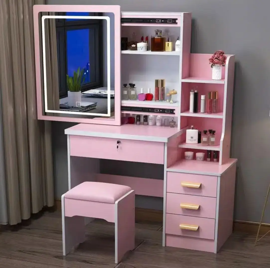 New Design Dressing Table Can Be Used As Bedside Table With Led Light Vanity Mirror