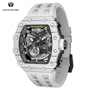 2023 Hot Sale for TSAR BOMBA TB8208 Carbon Fiber Automatic Men's Watch Miyota Movement Water Resistant Tonneau Case Rubber