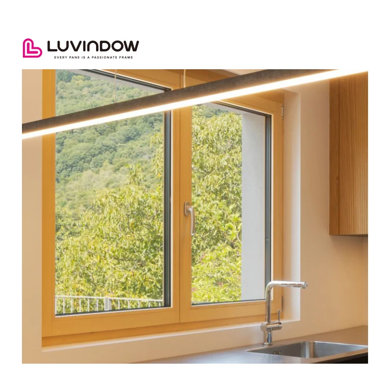 Aluminum Glass Windows Model in House Wood Cladding Aluminium Tilt and Turn Window with Handle
