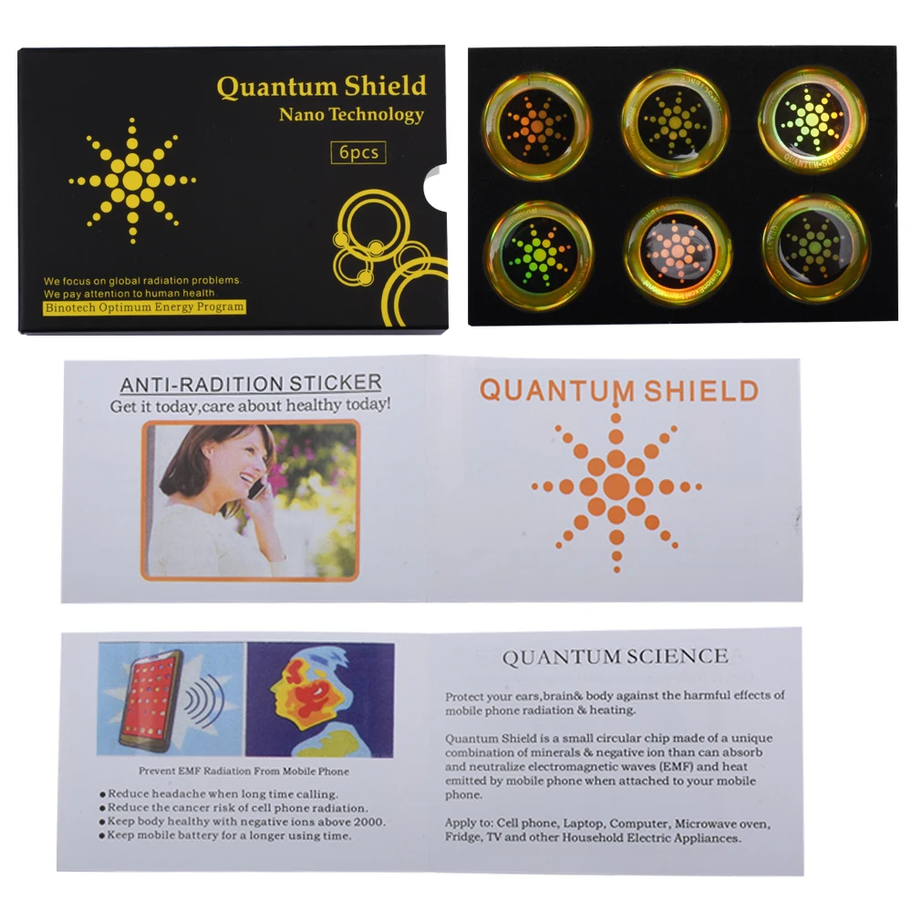 Manufacturer electromagnetic radiation shield anti radiation mobile shield with OEM, 6pcs/box  gold and silver color