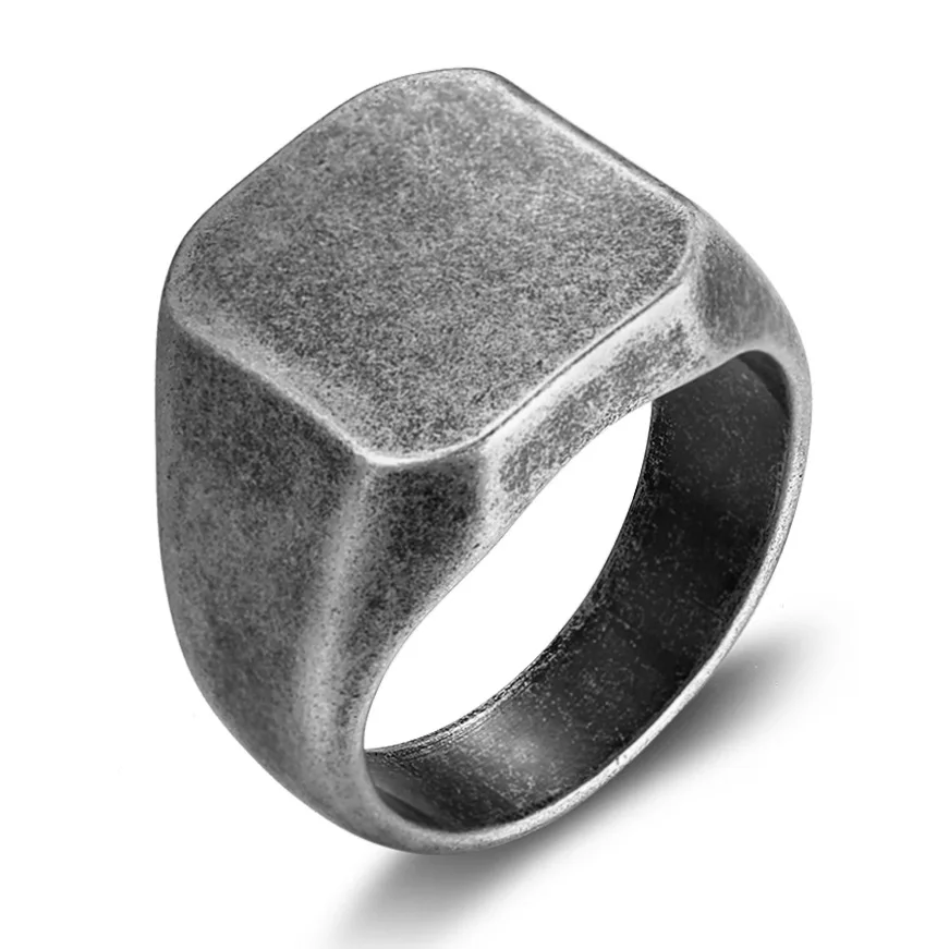 Vintage Simple Design Blank Engrave Laser Punk Ring Jewelry Men Wedding Fashion Jewelry Factory Wholesale