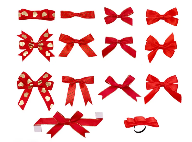 Customizable Handmade Ribbon Bow Gift Box Bow with Rubber Band Christmas Ribbon Bows Ribbon for Christmas Decor