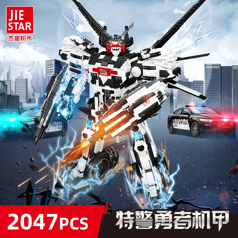 JIE STAR 20100 Special Police Brave Boy Mech Educational Plastic Chinese Building Block Toy Model for Age Range 5 to 7 Years