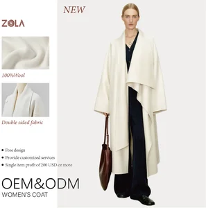 Handmade Casual Winter Woolen Coat Button Decoration Long Fashionable Featuring Hidden Pocket Scarf Different Ways Wear