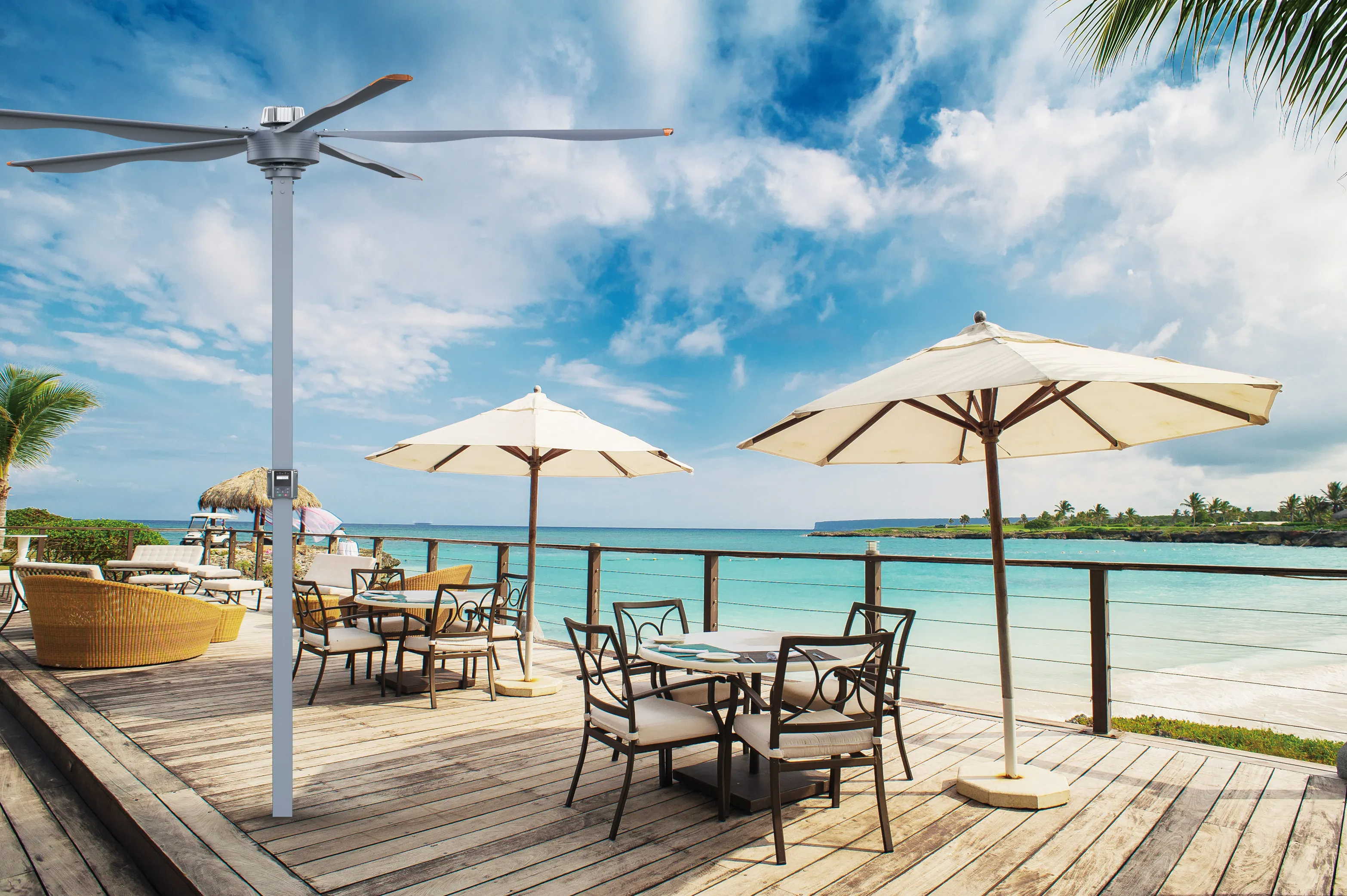 product 12ft 37m pmsm motor  giant fan spray hvls vertical fan pole mist fan-18