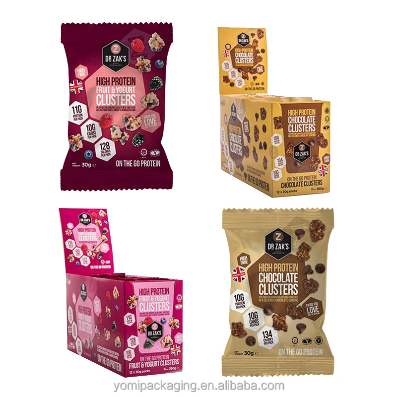 Custom Paper Cardboard Counter Display Boxes for Protein Energy Chocolate Bar Box Nut Chocolate Packaging Box