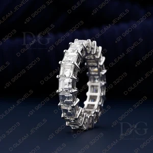 IGI Certified 14K Yellow Gold Asscher Cut Moissanite Wedding Engagement Band 5.70 CT Stackable Loose Ring for Anniversary Gift