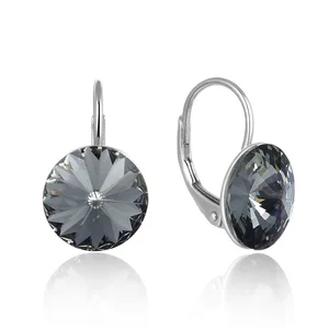 POLIVA Luxury 925 Sterling Silver Crystal Dangle Earrings Elegant Jewelry Accessory
