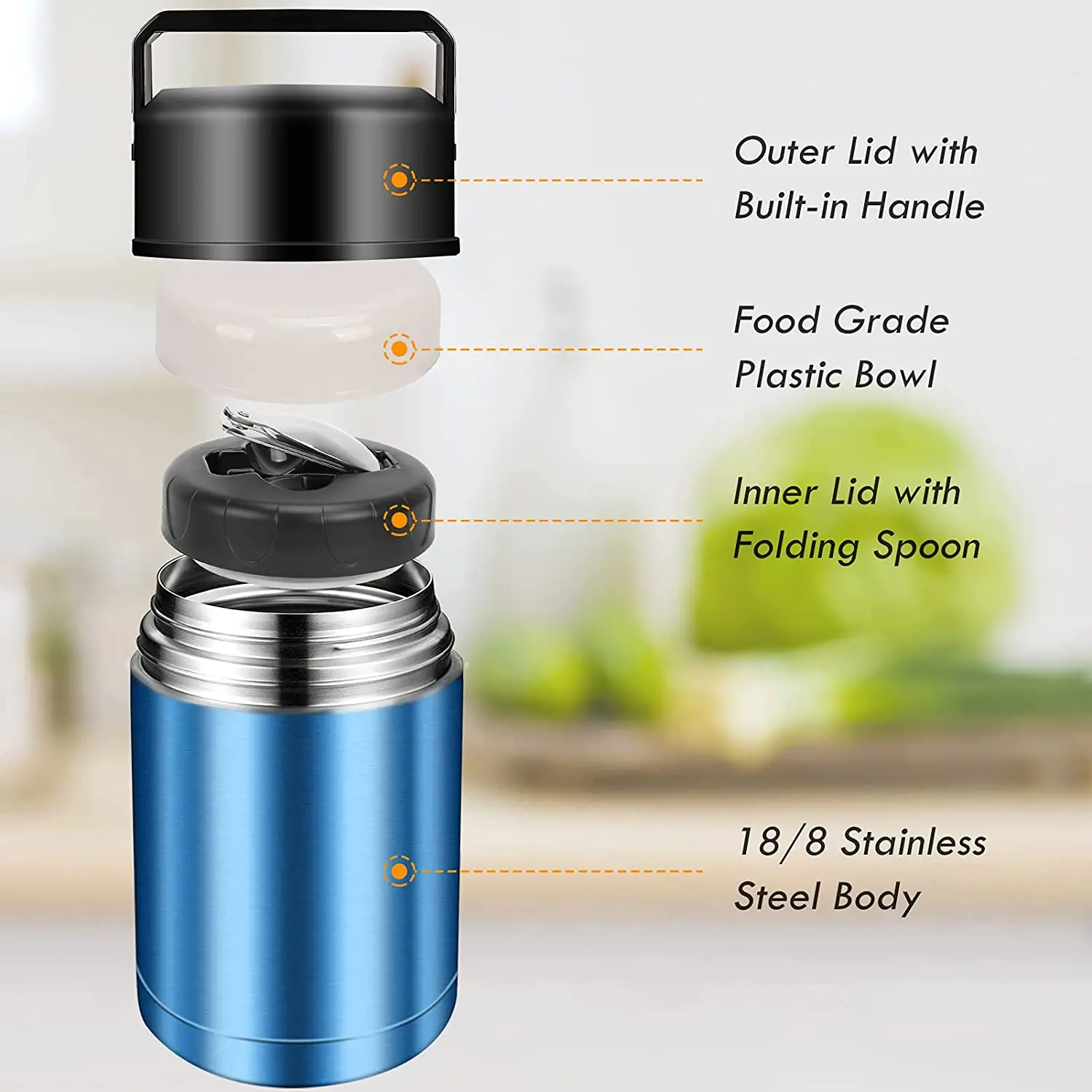 304 stainless steel thermos lunch box for hot food with containers 800ml  1000ml Vacuum Flasks Thermoses thermo mug thermocup