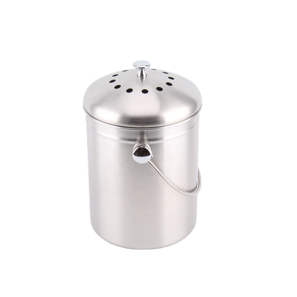 
 1.3 Gallon Indoor Home Waste  Recycle Bin  Customized Stainless Steel Kitchen   Compostable  Worm Farm Compost Bin  