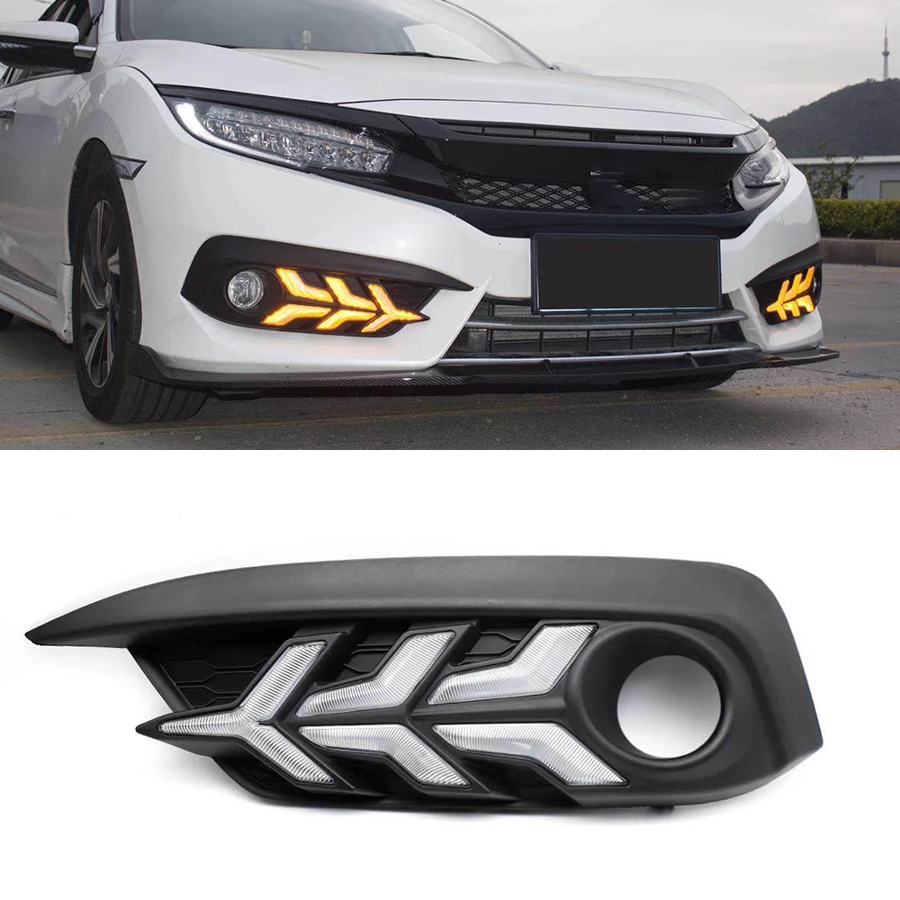 For Honda Civic 10th 2016 2017 2018 Car Led Drl Daytime Running Lights Rear  Bumper Brake Light Tail Light Fog Lamp - Buy For Honda Civic 10th,Car Led 