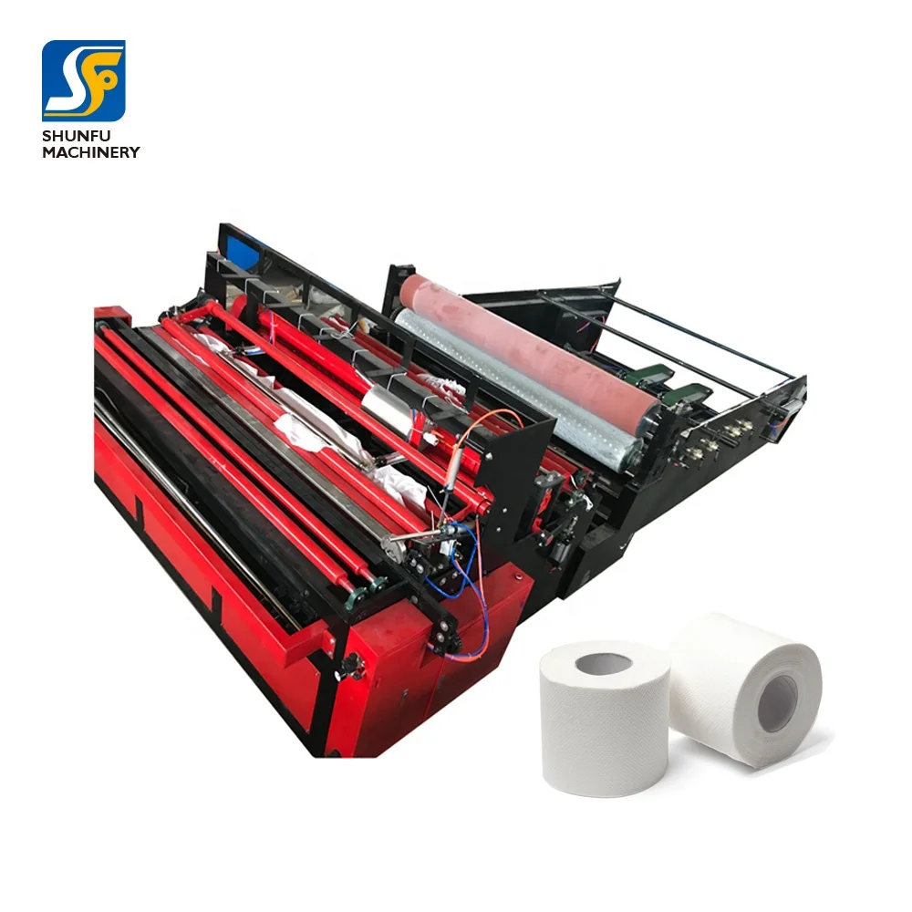 Used Manual Toilet Tissue Paper Rewinding Converting Machine With Sealing Machine