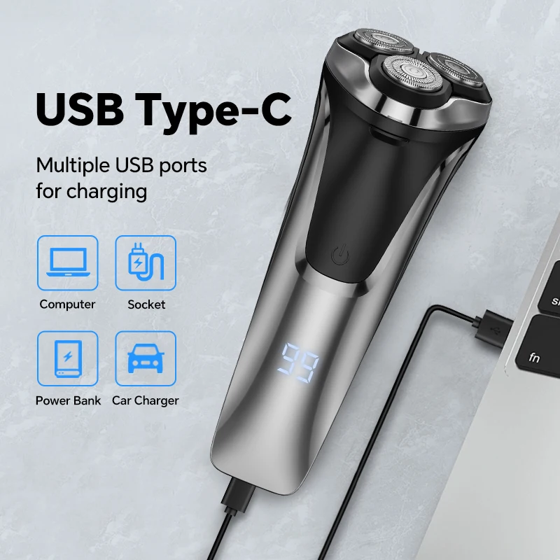 Intelligent Men's Electric Shaver Floating Structure New USB Travel-friendly; for Household RV Use Three Blades for Full Body supplier