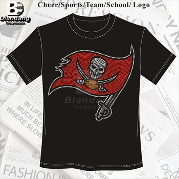 Top Selling NFL Sports Team Rhinestone Transfer Design Customized Hotfix Buccaneers Rhinestone Transfers for Men T Shirt