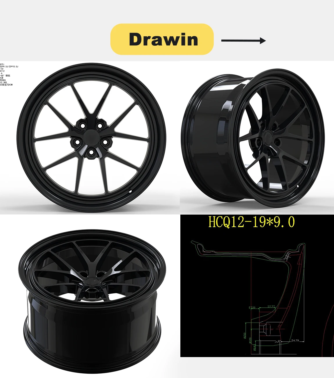 20 Inch Forged Wheels Muscle Car Rim Rucci Rims 6x5.5 Wheels Two-piec ...