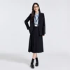 Black suit-black pleated skirt