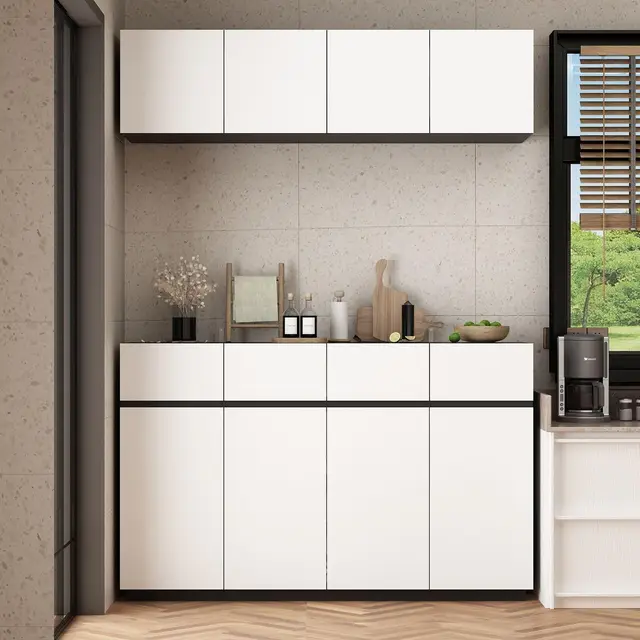 White and black Wall Mounted kitchen storage cabinets free design complete sets ready to assemble