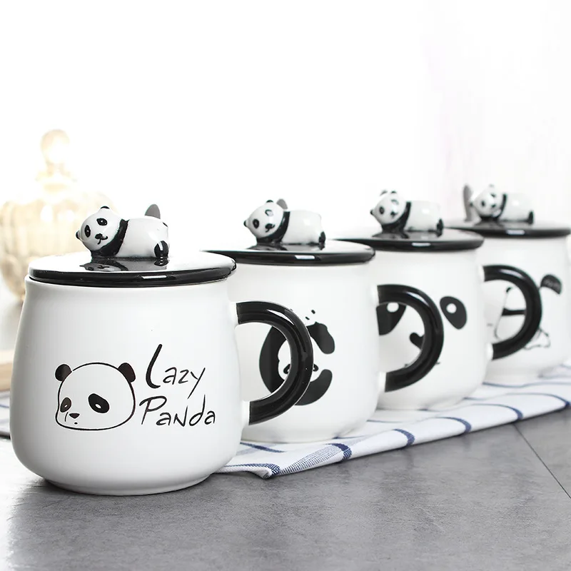 Panda Cup, Funny Coffee Mugs, Panda Cute Coffee Mugs with Lid & Spoon