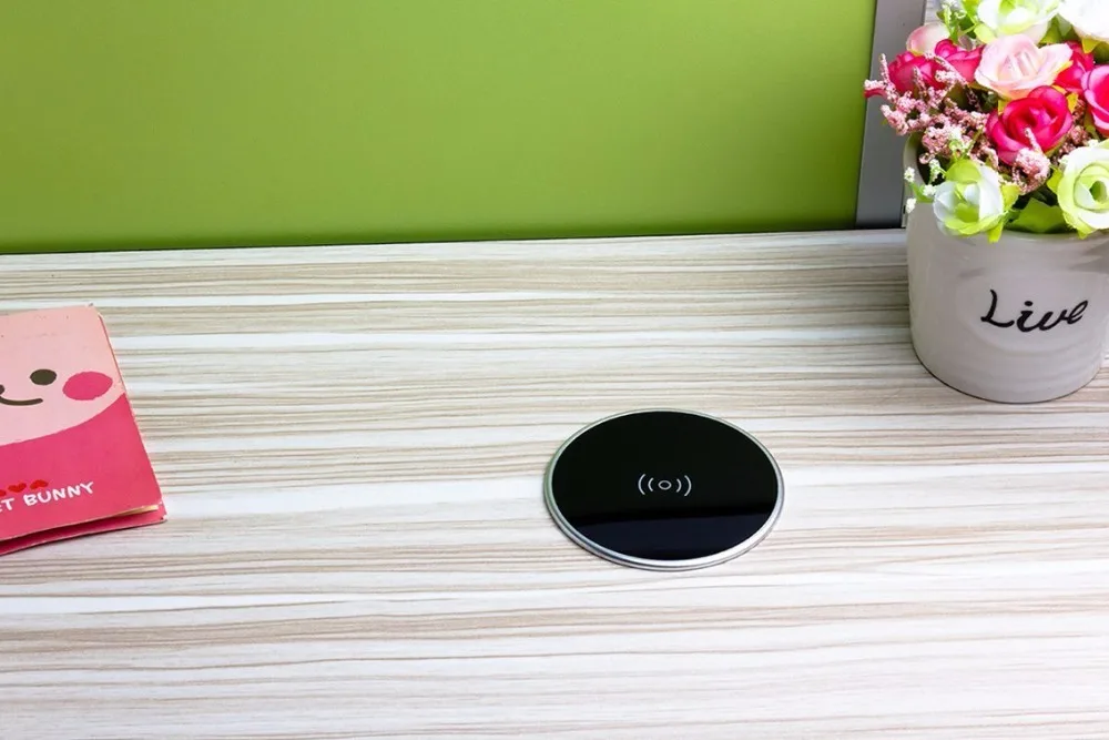 Беспроводной зарядный стол, беспроводная настольная зарядка, встроенное зарядное устройство Qi для офиса, отеля, барного стола