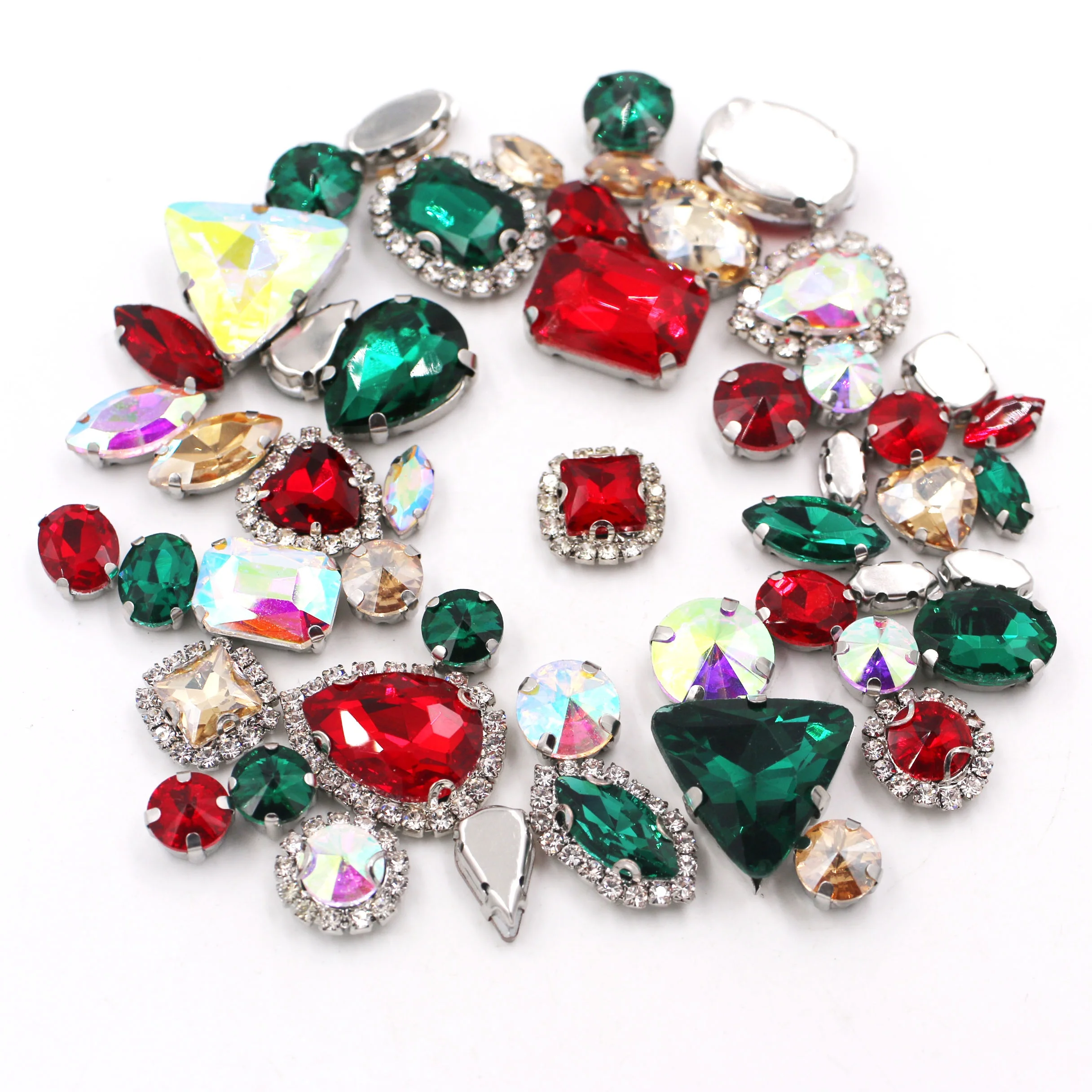 Christmas Style Mixed Shape Claw Drill Crystal Glass Buckle Rhinestones