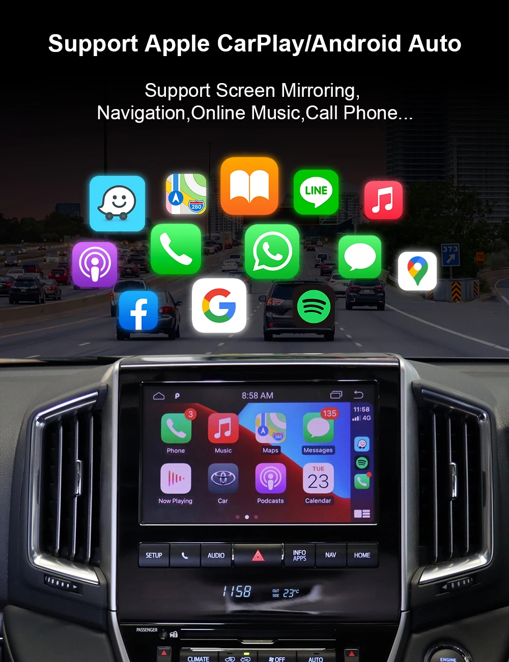 Wireless CarPlay Adapter for 2008-2012 Toyota Crown - Android Auto