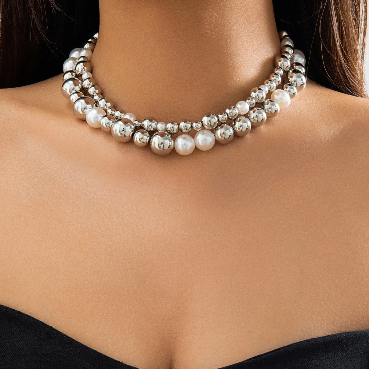 Exaggerated Acrylic CCB Big Ball Large Bead Chain Necklace for