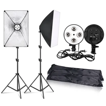 Description  It Is a Perfect Digital Photo Video Lighting Softbox Kit. Four Lamp Holder:Match with 4 Bulbs,E27 Base Suit for Mos detail image