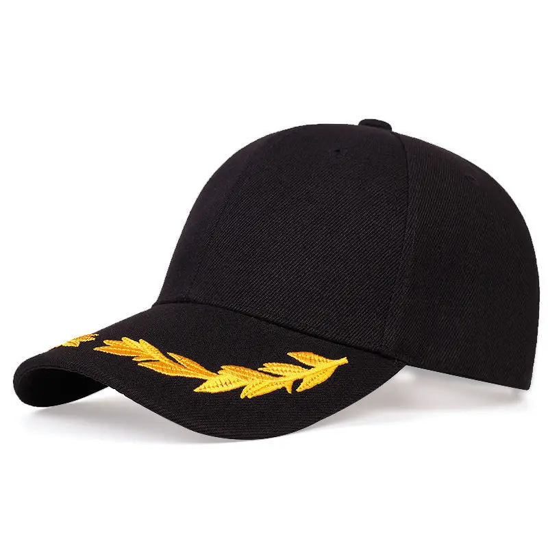 High Custom Captain Oak Leaves Embroidered Baseball Cap Woven Plain Fabric Trucker Hat Printed Sports Character Cotton Sweatband