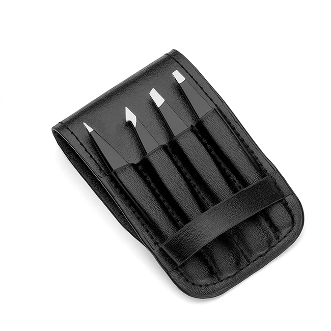 4 шт пинцет для бровей из нержавеющей стали набор с наклоном заколкой заостренный кончик ресниц Пинцет сумочкой в комплекте;